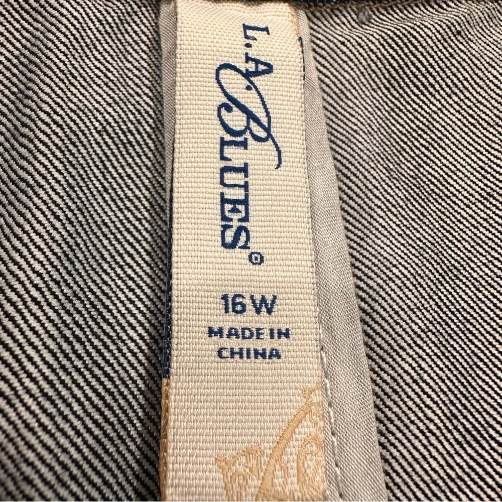 Vintage 90s Y2K L.A. Blues Denim Dark Wash Jean Jacket Women 16W Trench Pea Coat